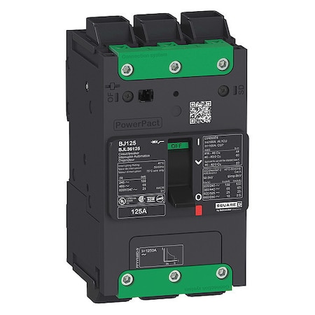 Molded Case Circuit Breaker, 125 A, 525V AC, 3 Pole, Unit Mount Mounting Style, BGL Series