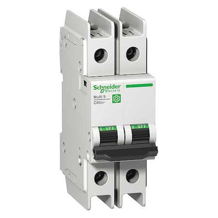 IEC Miniature Circuit Breaker, 40 A, 240V AC, 2 Pole, DIN Rail Mounting Style, C60BP Series