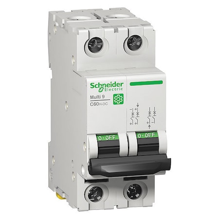 IEC Supplementary Protector, 20 A, Not Rated, 2 Pole, DIN Rail Mounting Style, C60H-DC Series