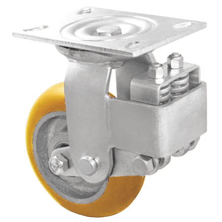 Plate Caster,500 Lb. Ld Rating,Yl Wheel