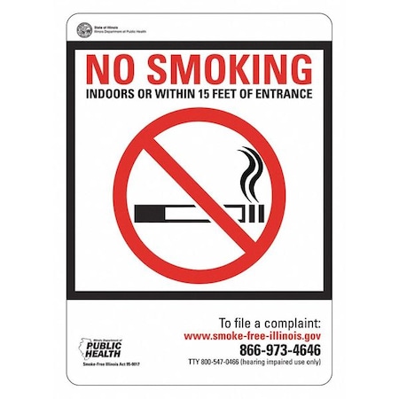 No Smoking Sign, 10 H, 7 In W, Non-PVC Polymer, Horizontal Rectangle, English, LCU1-0197-ED_7x10