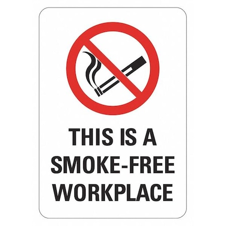 Aluminum No Smoking Sign, 14 In Height, 10 In Width, Aluminum, Vertical Rectangle, English