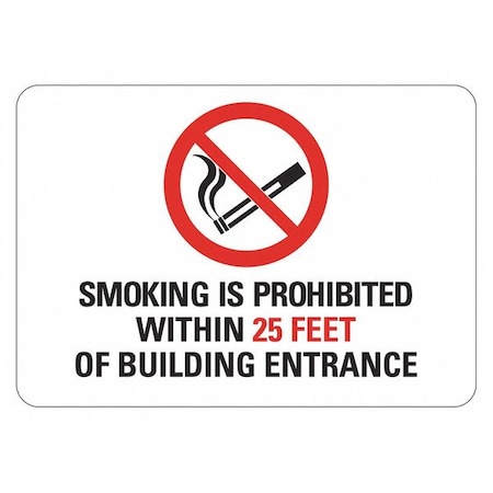 No Smoking Sign, 7 H, 10 W, Plastic, Vertical Rectangle, English, LCU1-0036-NP_10x7