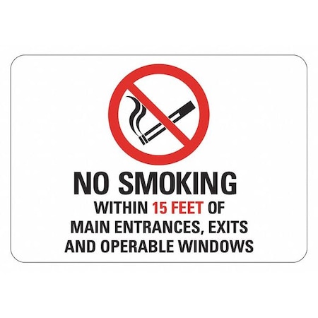 No Smoking Sign, 7 H, 10 W, Plastic, Vertical Rectangle, English, LCU1-0038-NP_10x7