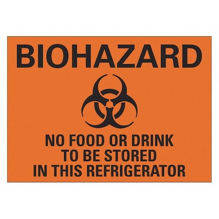 Biohazard Sign, 7 In H, 10 In W, Non-PVC Polymer, Vertical Rectangle, English, LCU1-0051-ED_10x7