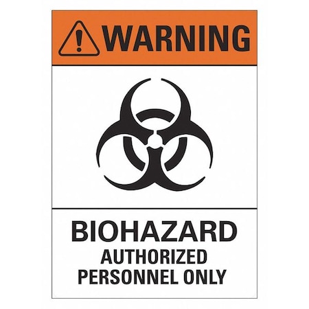 Biohazard Sign, 10 In Height, 14 In Width, Plastic, Horizontal Rectangle, English