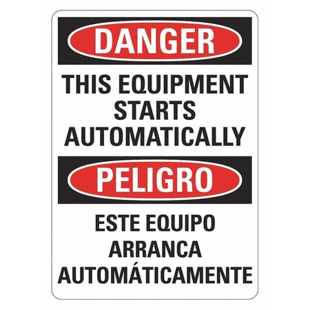 Danger Sign, 14 In Height, 10 In Width, Plastic, Vertical Rectangle, English