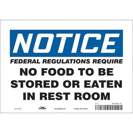 Safety Sign, 7 In Height, 10 In Width, Vinyl, Vertical Rectangle, English, 485N19