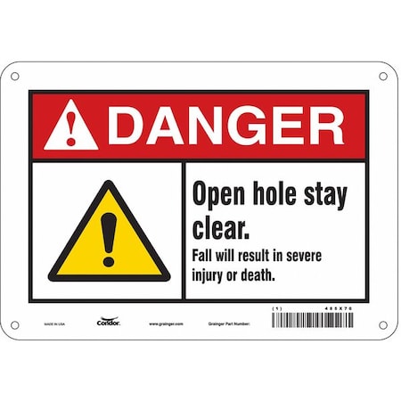 Safety Sign, 7 In Height, 10 In Width, Aluminum, Vertical Rectangle, English, 485X70