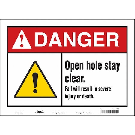 Safety Sign, 10 In Height, 14 In Width, Vinyl, Horizontal Rectangle, English, 485X76