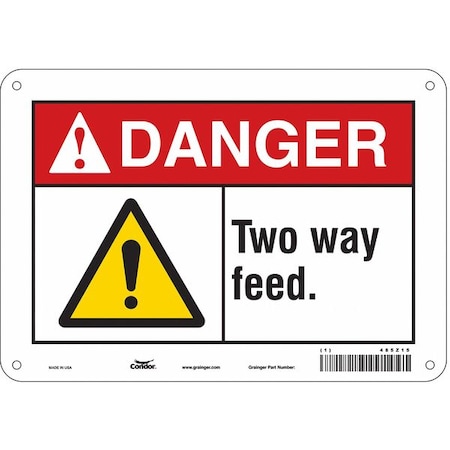 Safety Sign, 7 In Height, 10 In Width, Polyethylene, Vertical Rectangle, English, 485Z15