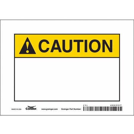 Caution Sign, 7 W, 5 H, English, Vinyl, White