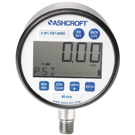 Digital Pressure Gauge, 0 To 15 Psi, 1/4 In MNPT, Silver