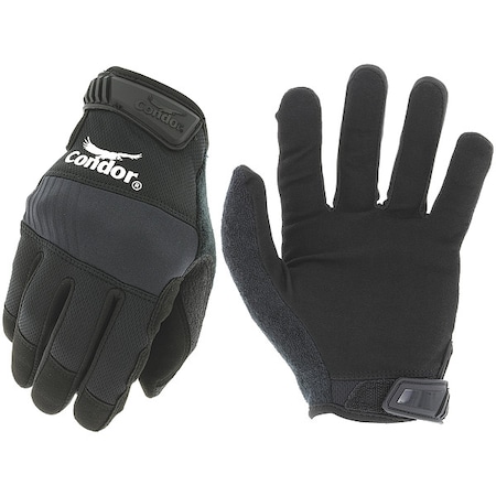 Mechanics Gloves, 2XL, Black, Single Layer And Seamless, Polyester