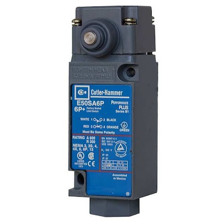 Heavy Duty Limit Switch, Plunger, 2NC/2NO, 10A @ 600V AC