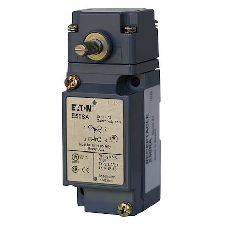 Heavy Duty Limit Switch, No Lever, Rotary, 2NC/2NO, 10A @ 600V AC