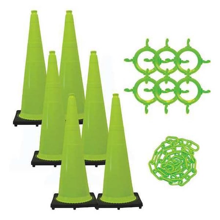 Traffic Cone Kit, UV Inhibited Polyethylene, Green