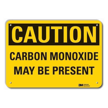 Reflective  Carbon Monoxide Caution Sign, 10 In Height, 14 In Width, Aluminum, Horizontal Rectangle
