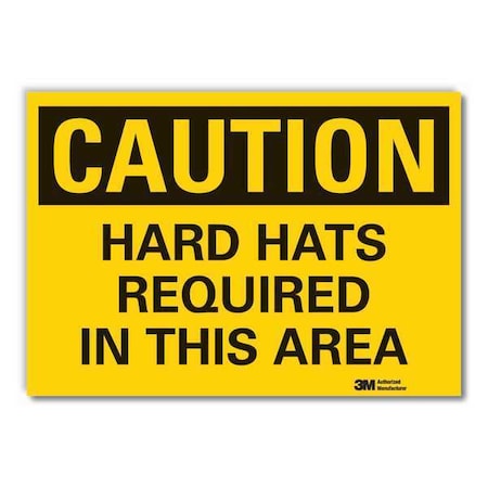 Caution Sign,3-1/2 In. H,Vinyl,Hard Hats