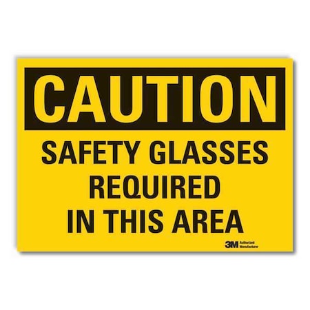 Caution Sign,5 In H,Vinyl,Safety Glasses