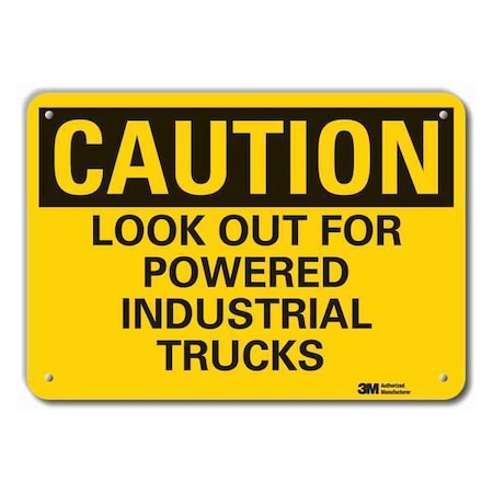 Reflective Lift Truck Traffic Caution Sign, 7 In H, 10 In W,Vertical Rectangle, LCU3-0374-RA_10x7