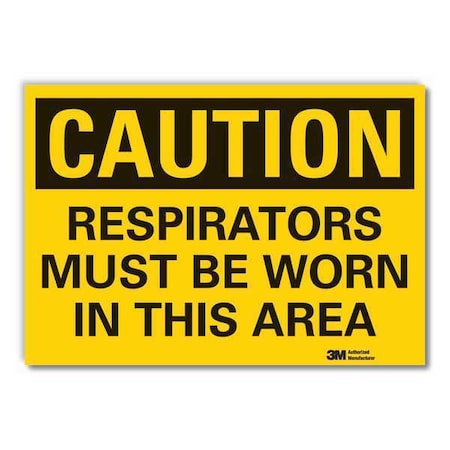 Caution Sign,5 In. H,Vinyl,Respirators