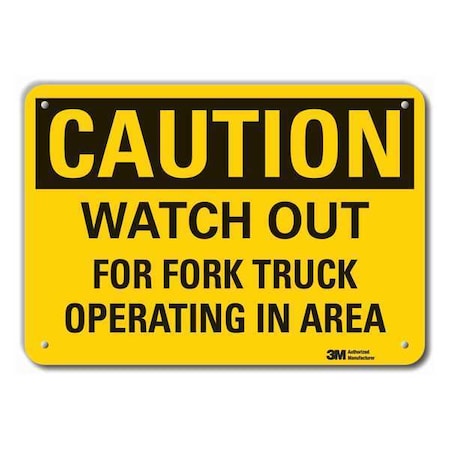 Reflective Lift Truck Traffic Caution Sign, 7 In H, 10 In W,Vertical Rectangle, LCU3-0391-RA_10x7