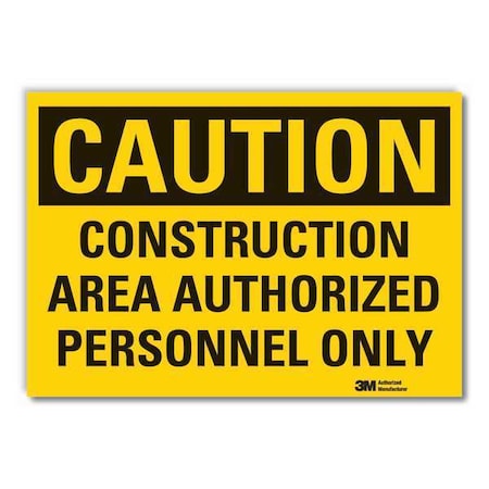 Construction Area Caution Reflective Label, 3 1/2 In Height, 5 In Width, Reflective Sheeting