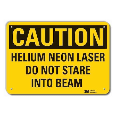 Reflective  Laser Caution Sign, 10 In Height, 14 In Width, Aluminum, Horizontal Rectangle, English