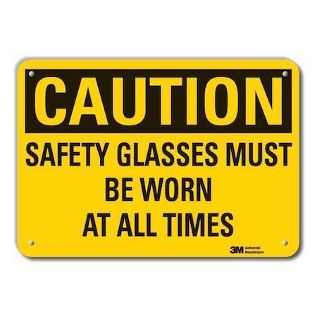Caution Sign,7 In H,Alum,Safety Glasses