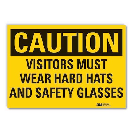 Visitors Caution Reflective Label, 5 In Height, 7 In Width, Reflective Sheeting, English