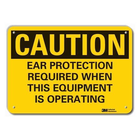 Caution Sign,7 In. H,Alum,Ear Protection