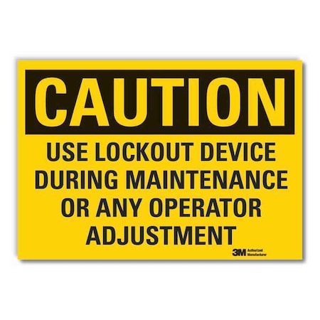 Lockout Tagout Caution Reflective Label, 10 In Height, 14 In Width, Reflective Sheeting, English