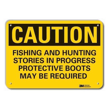 Caution Sign,10 In. H,Aluminum,Fishing, LCU3-0468-RA_14x10