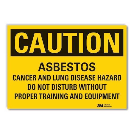 Asbestos Caution Reflective Label, 10 In H, 14 In W,English, LCU3-0483-RD_14x10