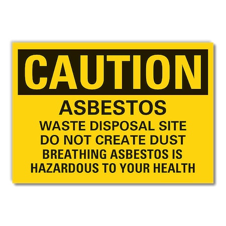 Asbestos Caution Reflective Label, 10 In H, 14 In W,English, LCU3-0484-RD_14x10