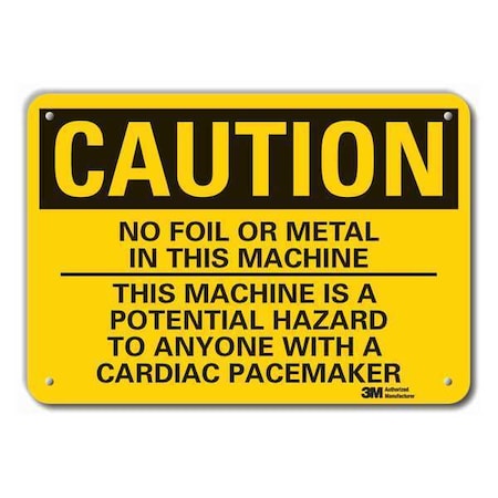 Reflective  Microwave Caution Sign, 10 In Height, 14 In Width, Aluminum, Horizontal Rectangle