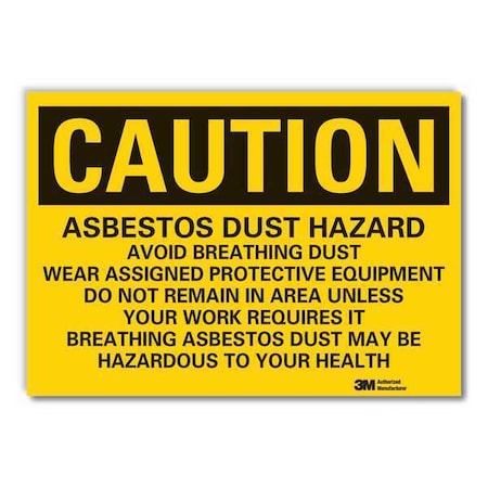 Asbestos  Caution Reflective Label, 5 In Height, 7 In Width, Reflective Sheeting, English