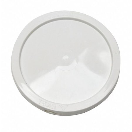 Plastic Pail Lid, White, Tear Tab, 1-1/6 H