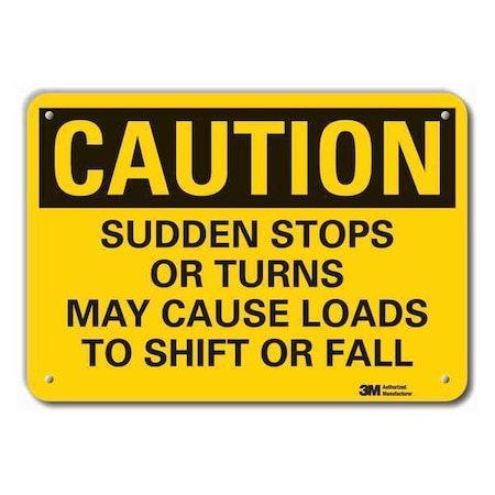 Reflective Lift Truck Traffic Caution Sign, 7 In H, 10 In W, Aluminum, Vertical  LCU3-0437-RA_10x7