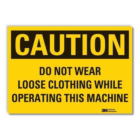 Machine & Operation Caution Reflective Label, 5 In Height, 7 In Width, Reflective Sheeting, English