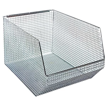 Hang & Stack Storage Bin, Chrome, Wire, 18 1/2 In L X 11 In W X 10 1/4 In H