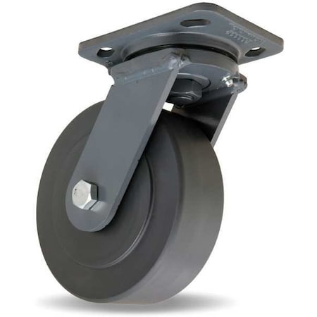 Plate Caster,Swivel,Nylon,6 In.,2000 Lb,Blk