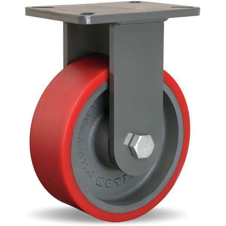 Plte Caster,Rgd,Poly,8 In.,3000 Lb.,Red