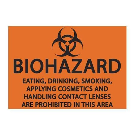 Biohazard Sign, 7 In H, 10 In W, Plastic, Rectangle, English, 1923