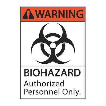 Biohazard Sign, 10 In H, 7 In W, Plastic, Rectangle, English, 1924