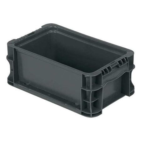 Straight Wall Container, Gray, Plastic, 12 In L, 7 2/5 In W, 5 In H, 0.13 Cu Ft Volume Capacity