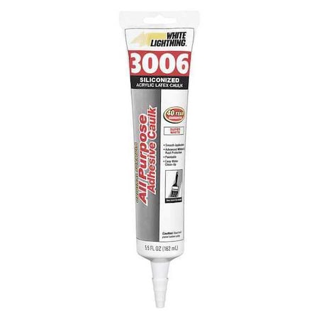 Caulk, 5.5 Oz, Cartridge, White, Acrylic, Silicone Base