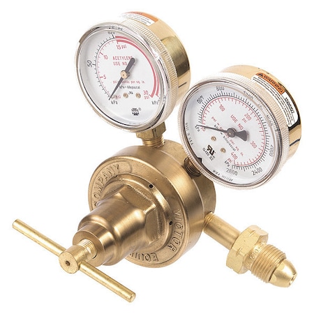 Gas Regulator, Single Stage, CGA-510, 0 To 15 Psi, Use With: Acetylene