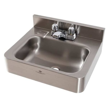 Stainless Steel Bathroom Sink, With Faucet, Bowl Size 14-1/2 X 9-1/2